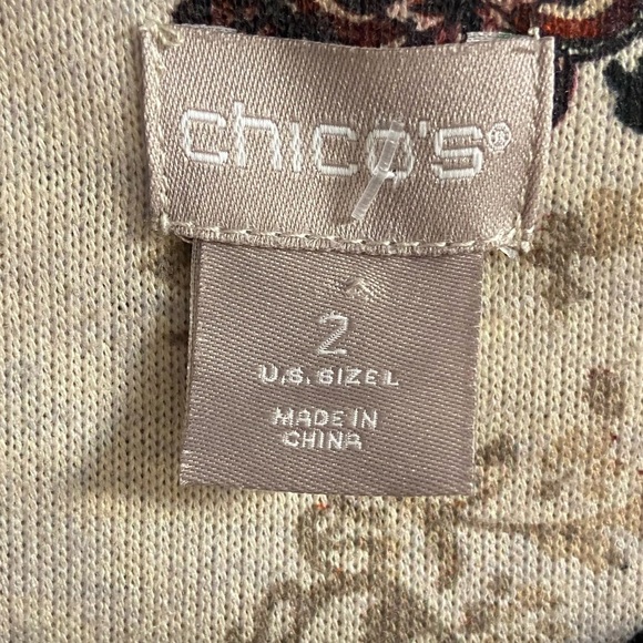 Chico’s knit tunic top paisley cream brown long line Large - Picture 6 of 7